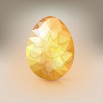 Golden egg from the mosaics, pattern, triangles for Easter. Happy Easter greeting card decorated low poly triangles elements. Template for vip banners or card, exclusive certificate, luxury voucher