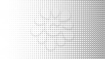 Halftone pattern background, heart shapes, vintage or retro graphic with place for your text. Halftone digital effect.