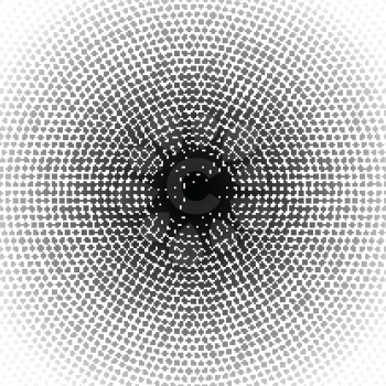 Radial gradient halftone, dots background. Vector pattern, template of digital texture.