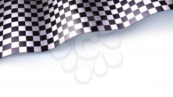 Checkered flag for car race or motorsport rally isolated on white bacground. Three dimensional vector illustration for races, competitions, lotto, bookmakers office, promotion of rates