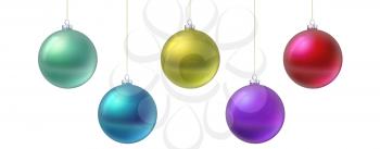 Set of Christmas ball, different colors, isolated on white background. Vector 3d illustration, EPS10.