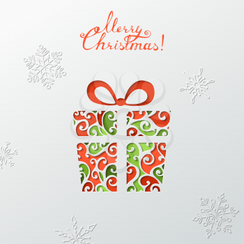 Festive colourful gift. Vector template. There is place for your text.