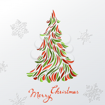 Festive Christmas tree. Vector template. There is place for your text.
