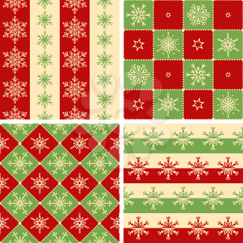 Set of seamless textures of snowflakes. Winter backgrounds. Christmas templates.