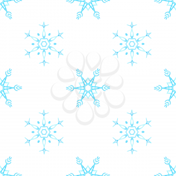 Watercolor snowflakes on white background.