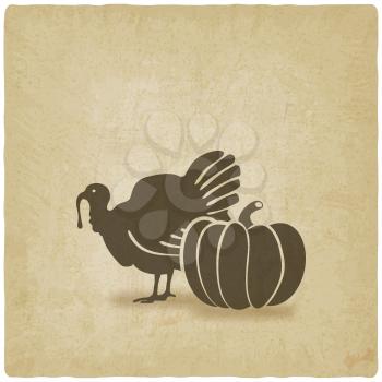Thanksgiving symbols. turkey and pumpkin - vector illustration. eps 10