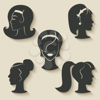 women hairstyle icons - vector illustration. eps 10