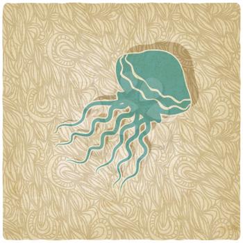 jellyfish old background - vector illustration. eps 10