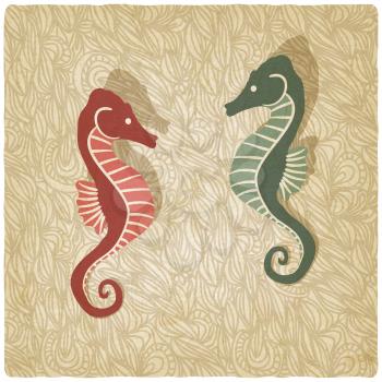 seahorse underwater background - vector illustration