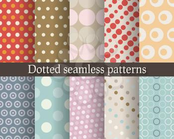 Dotted seamless patterns set - vector illustration