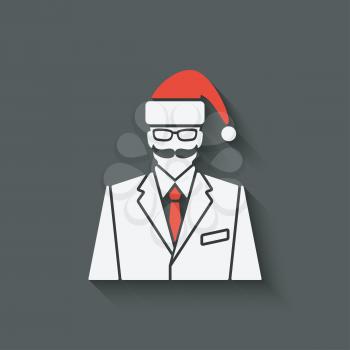 businessman in Santa Clause hat - vector illustration. eps 10