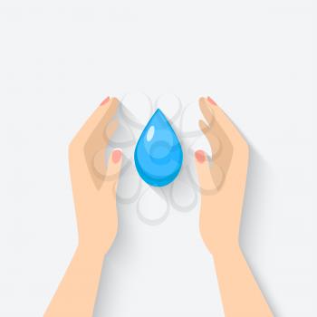 water drop in hands symbol - vector illustration. eps 10