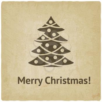 Christmas tree card old background - vector illustration. eps 10