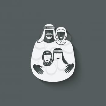 Muslim family. Parents with children - vector illustration. eps 10