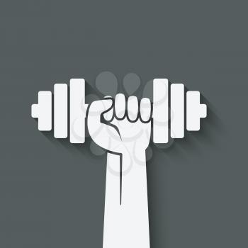 hand with dumbbell. fitness symbol. vector illustration - eps 10