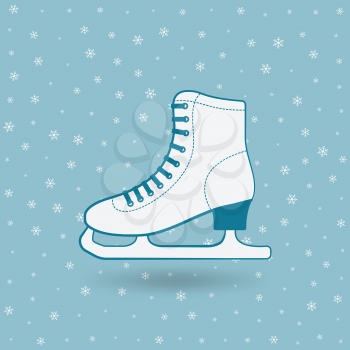 figure skate on blue background with snowflakes. vector illustration - eps 10