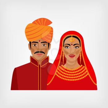Indian man and woman in traditional clothes. vector illustration - eps 8