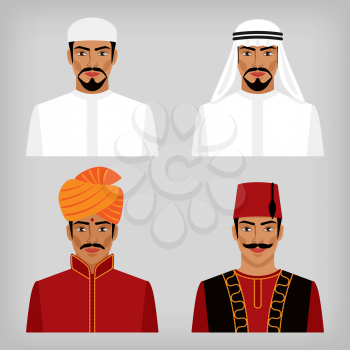 Eastern men in traditional clothes. vector illustration - eps 8
