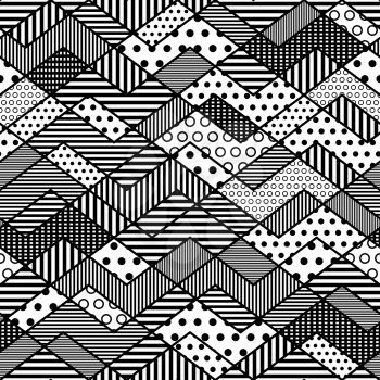 monochrome geometric patchwork pattern - vector illustration. eps 8