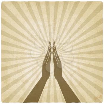 prayer hands symbol old background - vector illustration. eps 10
