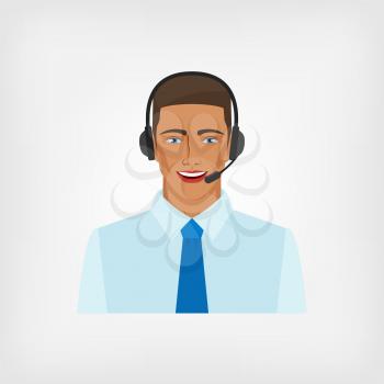 young man operator call center. vector illustration - eps 8