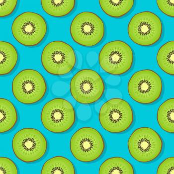 kiwi seamless pattern on blue background. vector illustration - eps 8