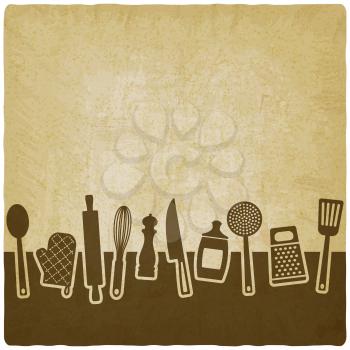 Menu or recipe book design. set of kitchen utensils vintage background. vector illustration - eps 10