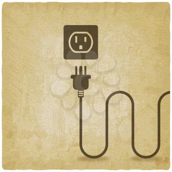 electric wire with plug near outlet old background. vector illustration - eps 10