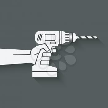 hand with drill. repair concept. vector illustration - eps 10
