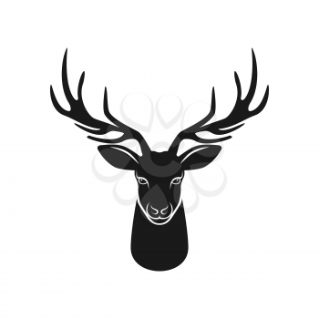 Deer head silhouette on white background. Vector illustration