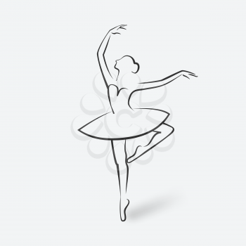 sketch ballet posture. dancing studio symbol. vector illustration - eps 10