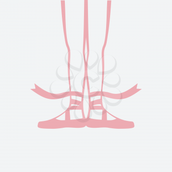 ballerina feet in pointe shoes. first ballet position. vector illustration - eps 8