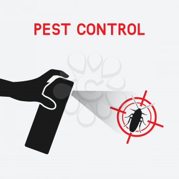 hand with spray. extermination of cockroaches. vector illustration - eps 10