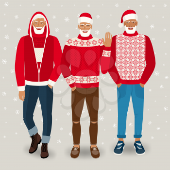 Handsome men dressed as Santa Claus. vector illustration - eps 10