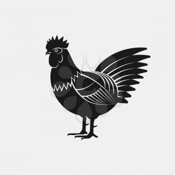Rooster silhouette. Farm animal icon. vector illustration - eps 8
