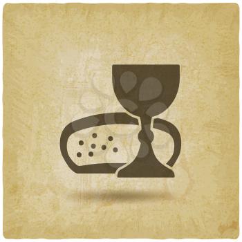 Communion symbol wine and bread vintage background. vector illustration - eps 10
