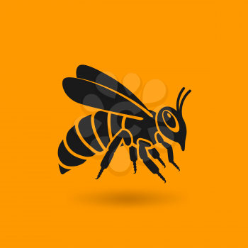 Honey bee silhouette on background. vector illustration - eps 10