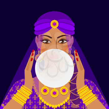 fortune teller with crystal ball. vector illustration - eps 10