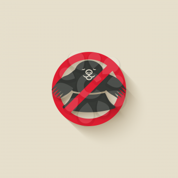 Mole in hole. Animal pest icon stop sign. Vector illustration