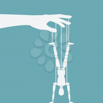 puppet standing on hands upside down. vector illustration - eps 8