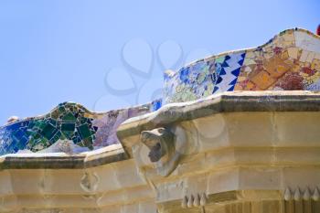 BARCELONA, SPAIN - APRIL,26: architectural elements in Park Guell on April 26, 2012 in Barcelona. It was designed by the Catalan architect Antoni Gaudi and built in the years 1900 to 1914