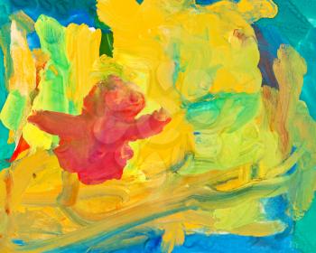 children drawing - abstract gouache painting background