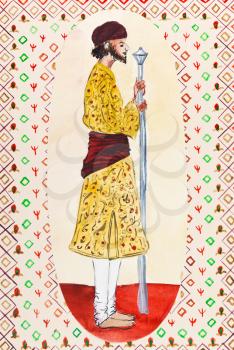 historical clothes - man in traditional Indian muslim costume stylized under the 17th-century Persian miniatures