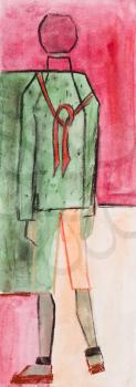 model of woman clothing - urban woman in demi-season clothing - green pink red