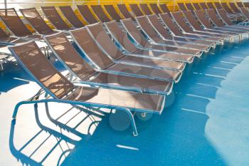 outdoor relaxation deck on stern of cruise liner