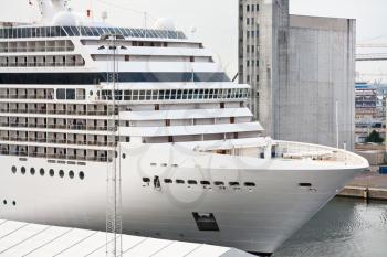 white big cruise liner in Copenhagen port on September 10, 2011