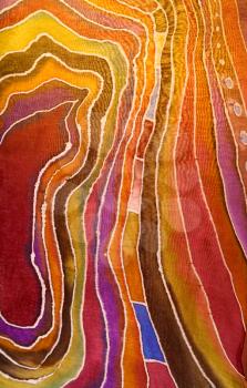 red batic pattern on silk