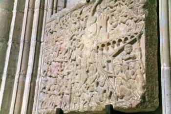 medieval Relief Depicting the Siege of Carcassonne by Simon de Montfort in 1209, France