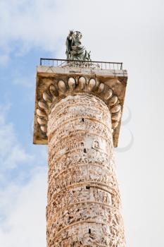 Column of Marcus Aurelius on Piazza Colonna, Rome, Italy