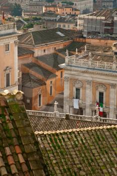 Stairs and roofs in old town (in Rome)